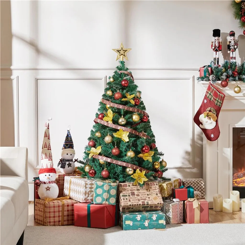 Yaheetech Kunstkerstboom 124 cm met Inklapbare Voet, Groen