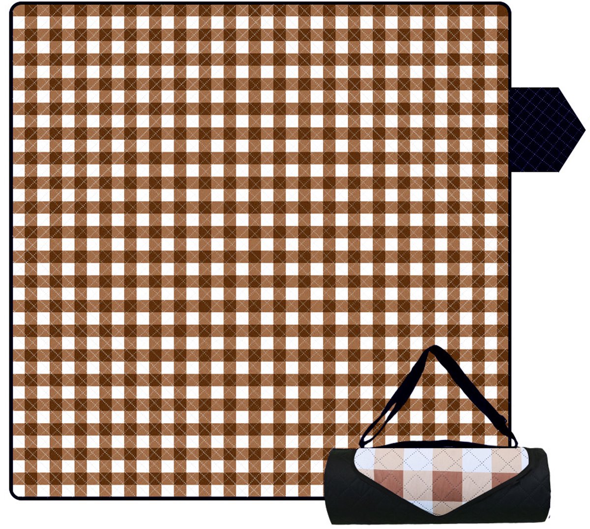 Fuegobird Picknickdeken 200 x 200 cm – Waterdicht, Zandafstotend en Opvouwbaar – XXL – Bruin
