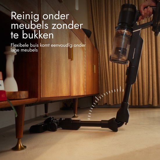 Bloomfold Draadloze Steelstofzuiger Swift – Kruimeldief - Met Laser en Vuildetectie – Krachtige 350W Accustofzuiger voor Dierenharen – Lichtgewicht – 60 min Accu