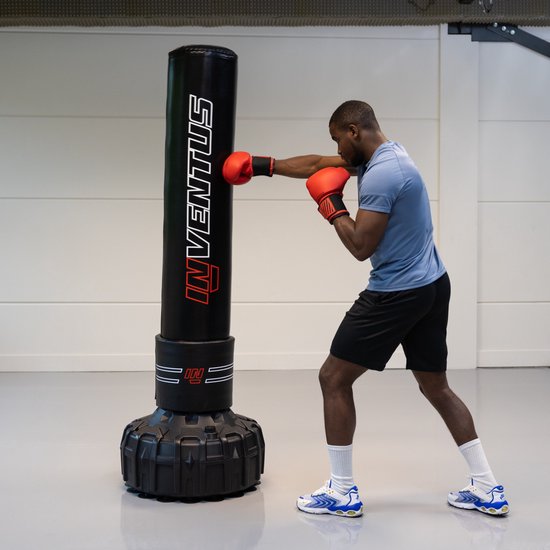 Inventus Bokszak Staand - 185 cm - Staande Bokspaal - Vul met Water / Zand - Boksen en Trainen - Heavy Boxing Bag - Volwassenen - Zwart