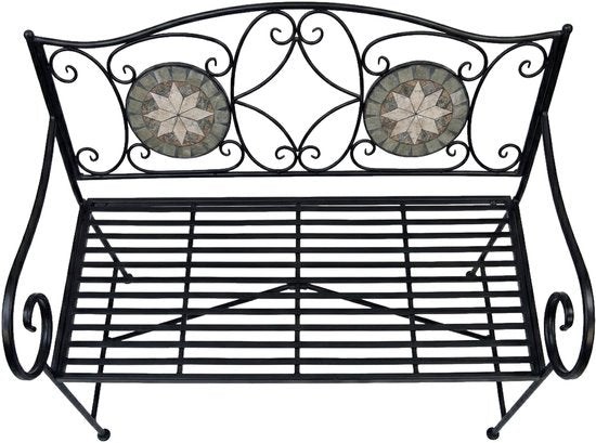 AXI Margot Mozaïek Tuinbank Ster – Grijs/bruin – Metalen Tuinbank – 107 x 54 x 92 cm – Tuinbank voor 2 Personen - Mozaïeklook – Ingelegd met keramische tegels – Voor tuin, terras en balkon
