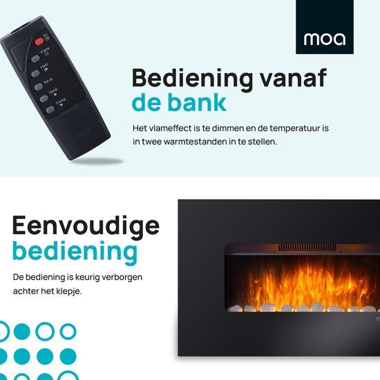 MOA Elektrische Haard - Sfeerhaard - Kachel - Zwart - Afstandsbediening - Ambilight - EF201FB