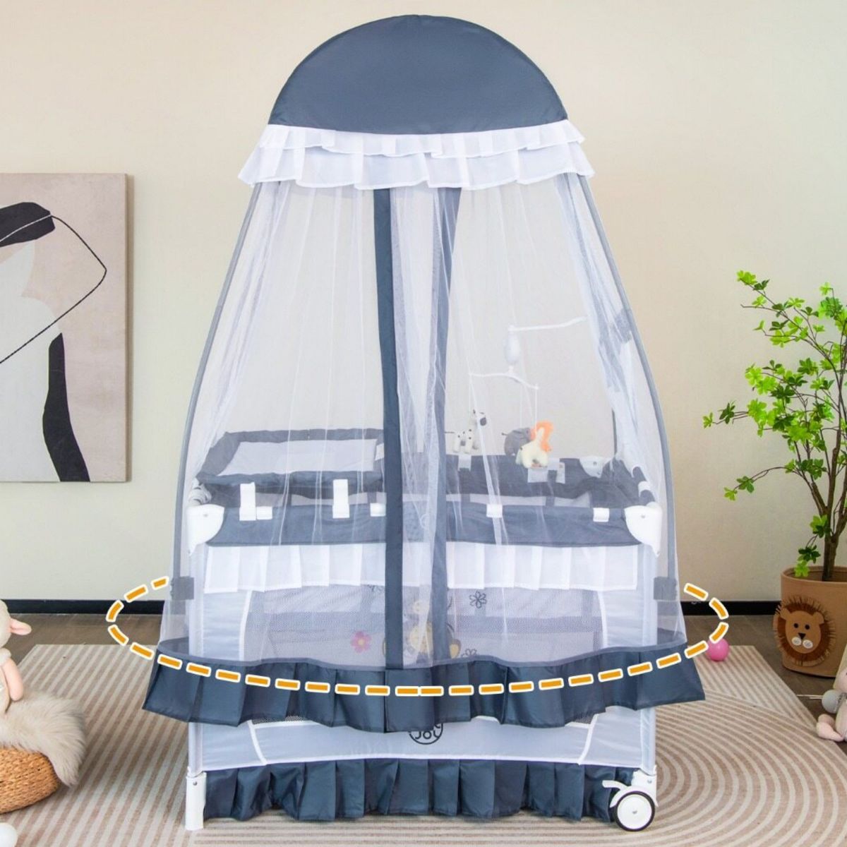 Coast Opvouwbaar Ledikant - 4-in-1 babybed met luiertafel en muziekdoos - grijs