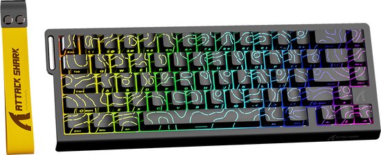 ATTACK SHARK X68HE - Magnetische Schakelaar Bedraad Gaming Toetsenbord - 66 toetsen - RGB - Zijbedrukte PBT-toetsen - Decoratieve Lanyard - 8kHz - 0,01 mmRT - 0,125 ms - Zwarte Contourlijn