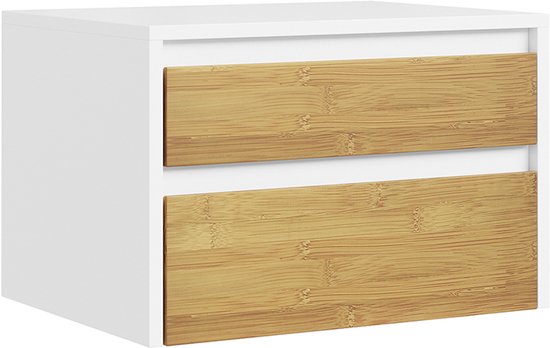 SoBuy FBT175-E-WN - Nachtkastje - Wit - 2 Laden - Push-to-Open - 40x29x25 cm | FBT175-E-WN