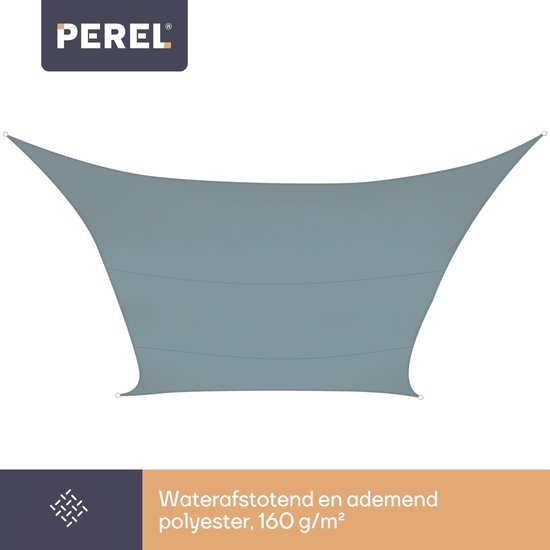 Perel Schaduwdoek - Polyester - UV-beschermend & Waterafstotend - 5x5m - Lichtgrijs