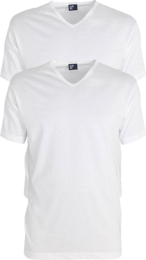 Alan Red Vermont T-Shirt V-Hals Wit (2Pack) - Maat L - Heren - Basic T-shirt