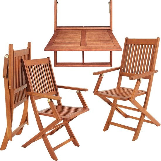 Casaria Balkonset 3-delig - FSC®-gecertificeerd Acaciahout – Bruin