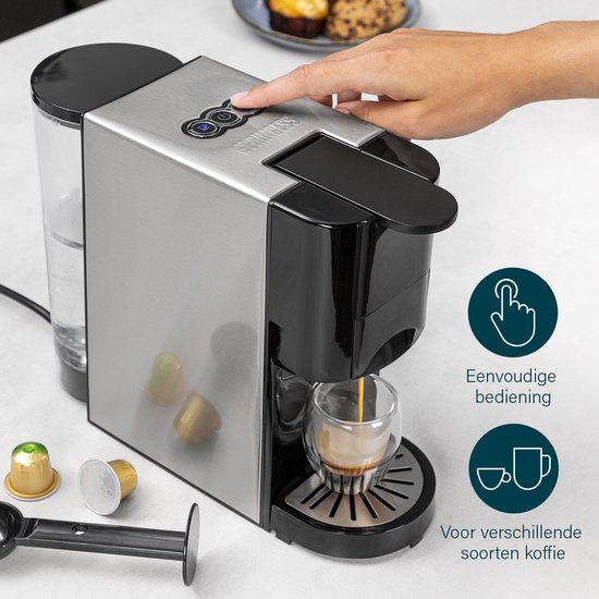 Princess 249450 Multi Capsule Filter-koffiezetapparaat - Staal 4-in-1 - Geschikt voor meerdere koffiesoorten