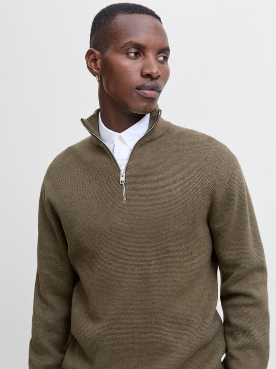 Jack & Jones Premium Gebreide Kwartrits Trui met Hoge Kraag - Ruime Fit - Maat XL