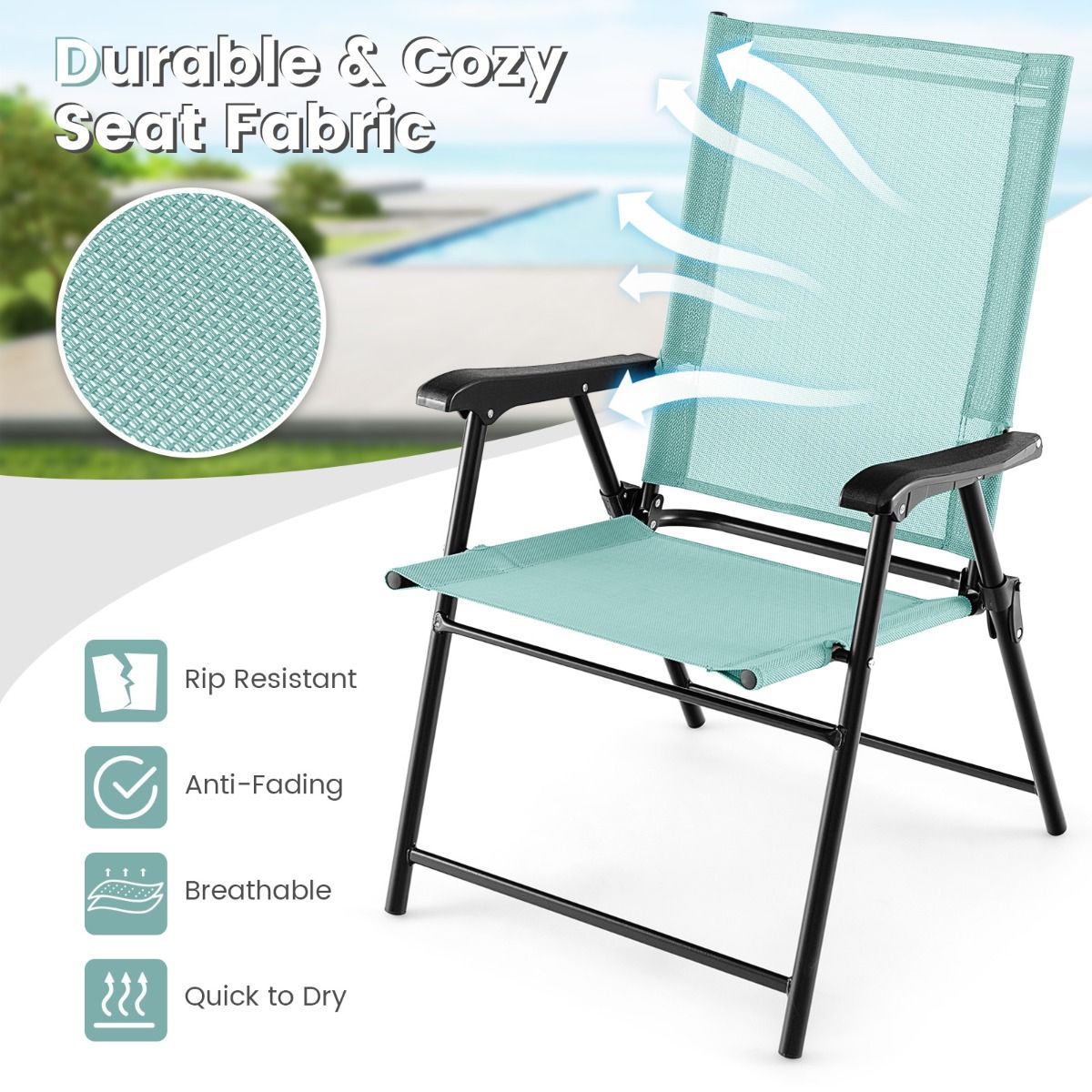 Coast Opvouwbare Terrasstoelen - set van 2 - metalen frame - groen