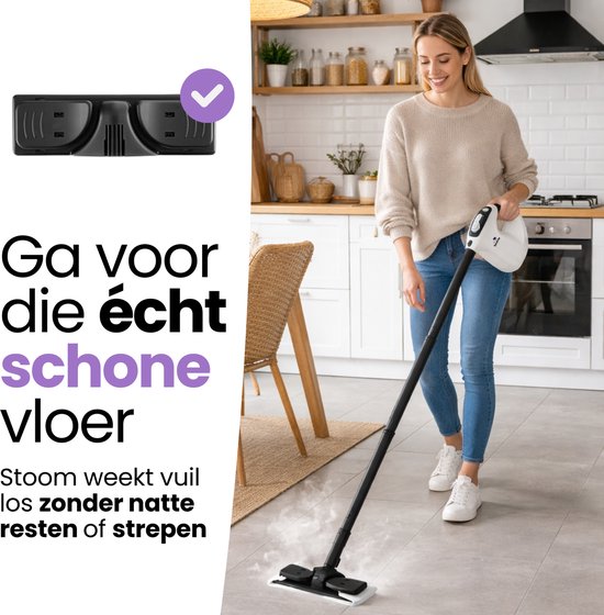 Hendriqs® 2-in-1 Stoomreiniger 1500W 105°C voor Vloeren & Ramen - Elektrische Dweil - Stoomdweil - Handstoomreiniger - Steam Cleaner - Voor Keuken, Badkamer & BBQ