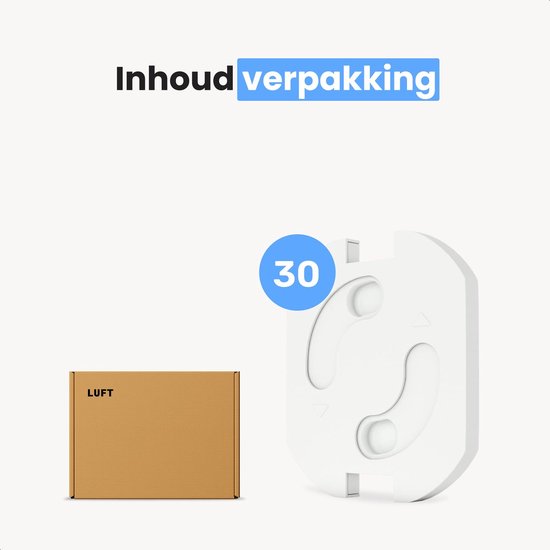 Stopcontact beveiliging - 30 stuks - Baby- en kinderbeveiliging - Geschikt voor Nederlandse stopcontacten - Wit - Luft - Stopcontactbeschermers - Afdekplaatje stopcontact