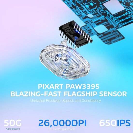 ATTACK SHARK Draadloze Gaming Muis - Bekabeld/2.4G/BT5.4 - Lichtgewicht 49G - PAW3395 - 26000DPI - Lavender
