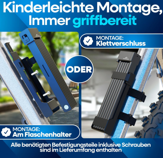 NEXTCOVER FoldBasic Vouwslot voor Fiets - 100 cm - Zwart - Inclusief Houder en 2 Sleutels