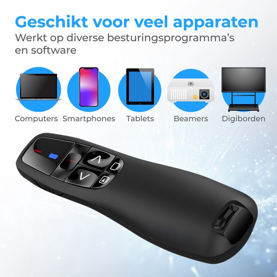 Nuvance Presentatie Klikker - Laser - Aanwijzer - Presenter - USB Ontvanger - Incl. USB C Adapter - Clicker