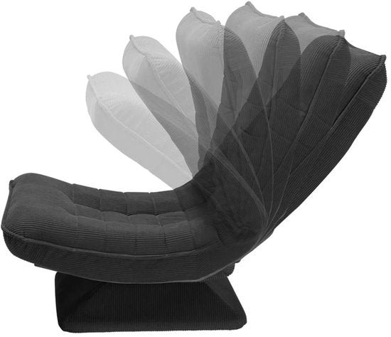 Juskys – Korsika Relaxfauteuil & Loungestoel – 58 x 85 x 100 cm – Voorzien Van 360 Graden Draaifunctie En 5-laagse Vulling – Voor Woonkamer En Gameroom – Grijs Corduroy