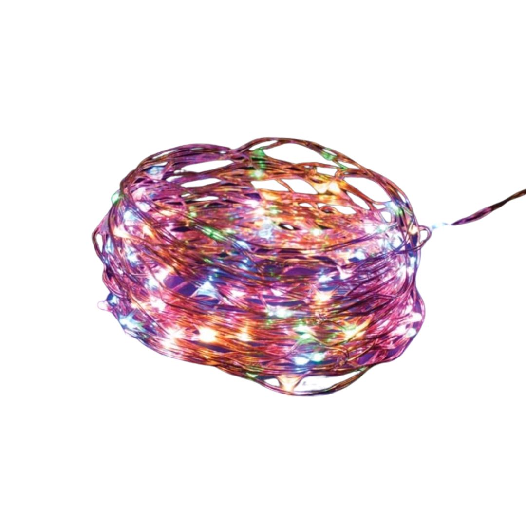 Light Creations Microlight Led - 12 M - 120 Veelkleurige Lampen - Koperdraad - 4,5 V