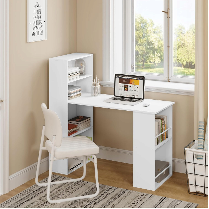 WOLTU Bureau 122 x 55 x 120 cm - Met 6 Planken - MDF - Wit