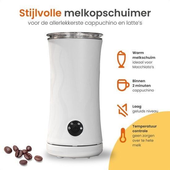 Goliving Melkopschuimer Elektrisch 4-in-1 Voor Opschuimen en Verwarmen Non-stick coating 240 ml Wit