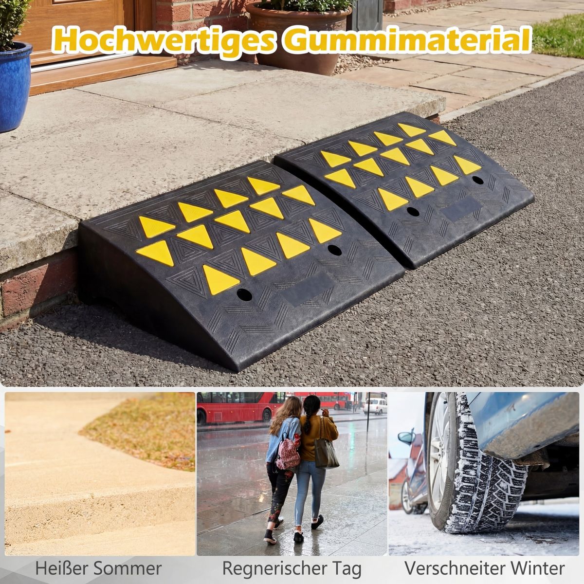 Coast Drempelhulpset - 15 ton draagkracht - antislip rubber - zwart/geel - 49 x 37 x 16 cm