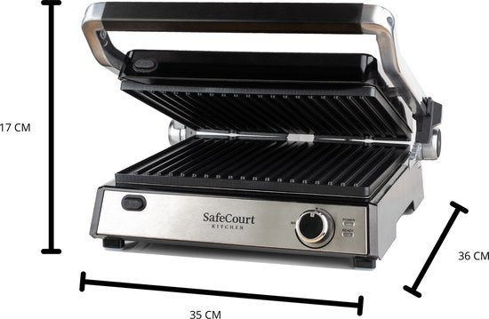 Safecourt Kitchen - 3-in-1 contactgrill - Broodrooster - Verwijderbare platen - 180 °C grill -  RVS