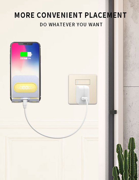 Techvavo® Telefoonhouder Muur – Wandhouder Telefoon & Tablet – Zonder Boren – Draaibaar – Universeel – Zwart