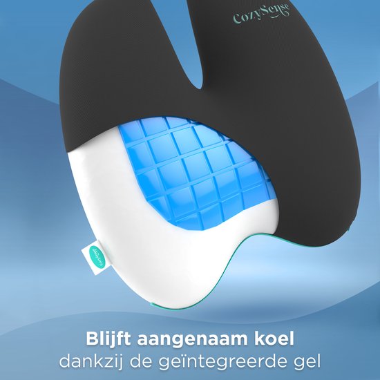 CozySense® Rugsteun - Verstelbaar Rugkussen Onderrug - Lendekussen voor Auto, Bureaustoel, Bed & Bank - Ergonomisch - Met Coolgel - Medium Hardheid - Wasbare Hoes