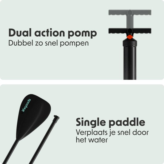 LifeGoods SUP Board Allround Compact - 100 KG Draagkracht - 300 x 76 cm - Opblaasbaar - Compleet SUP pakket - Mintgroen