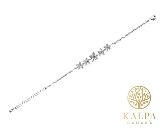Yolora Dames Bloemen Armband met Kalpa Camaka Kristallen - Zilverkleurig - 18K Witgoud Verguld - Cadeauverpakking - Moederdag Cadeautje