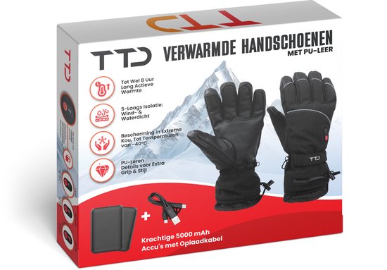 TTD® Verwarmde Handschoenen Deluxe L - PU Leer - Handschoenen met Verwarming
