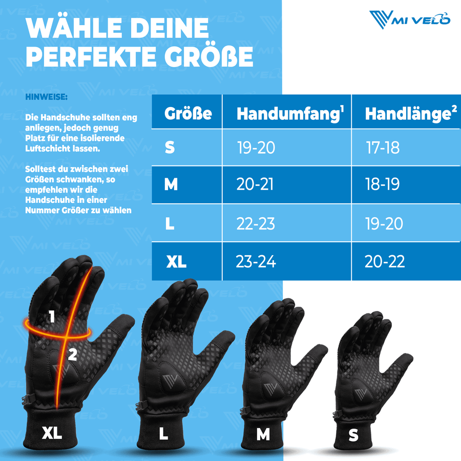 MiVelo Winddichte & Waterafstotende Fietshandschoenen - Unisex - Zwart - Maat L