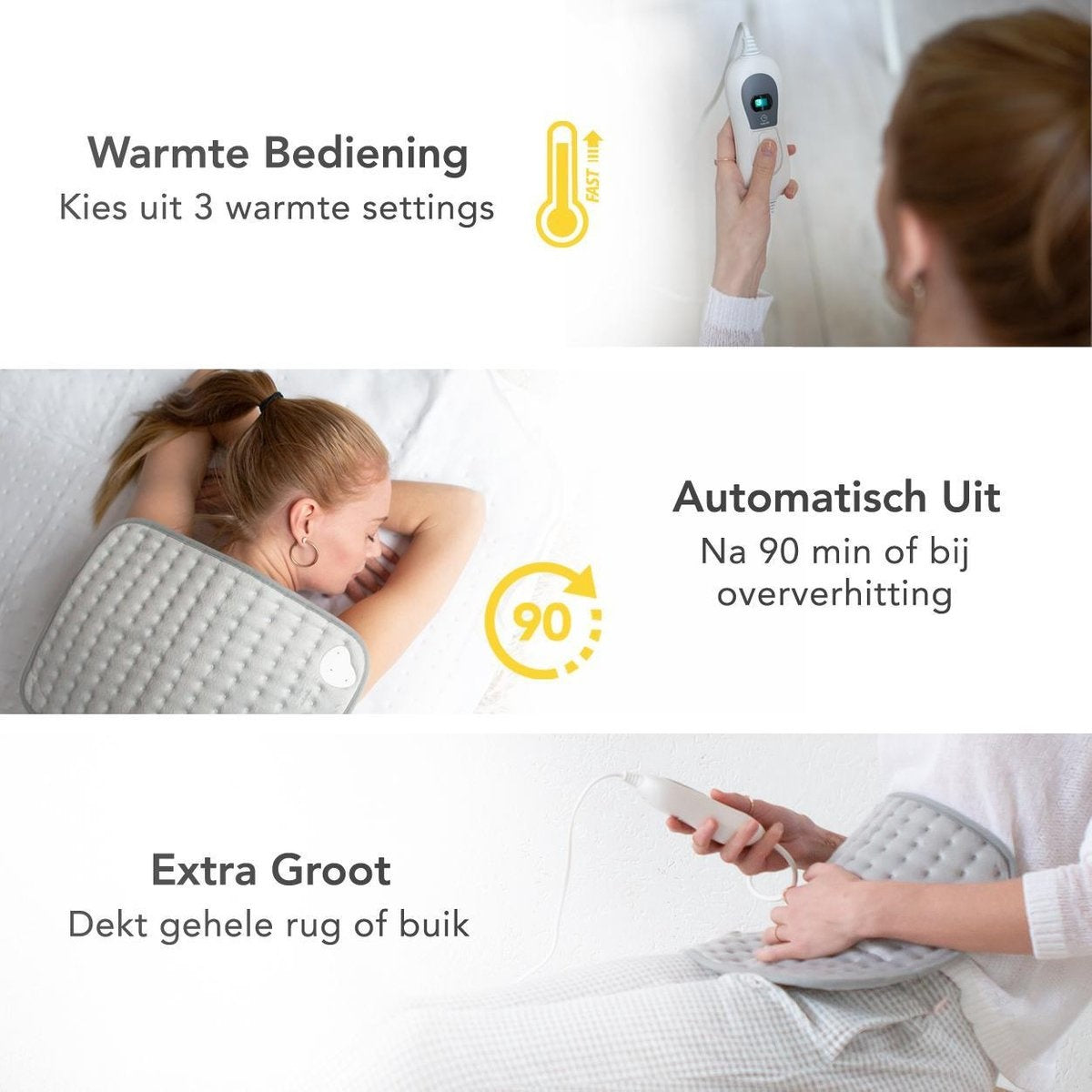 Auronic Warmtekussen - Elektrisch - 40x30cm - Nek en Schouders - Wasbaar - Grijs