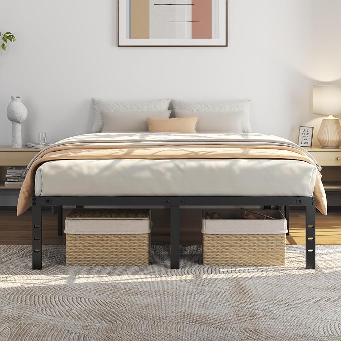 Yaheetech bedframe van metaal - Inclusief lattenbodem - 160 x 200 cm - Zwart