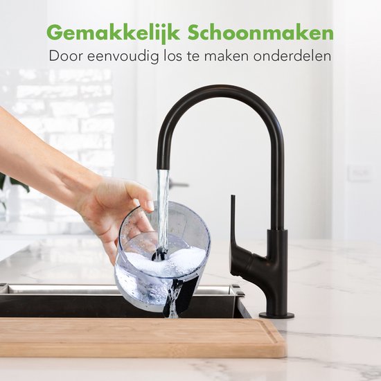 KitchenBrothers Foodprocessor - 5 in 1 Multifunctioneel Model - Hakmolen - Groentesnijder - BPA Vrij - 0,5L - Keukenmachine - Uiensnijder - Zwart