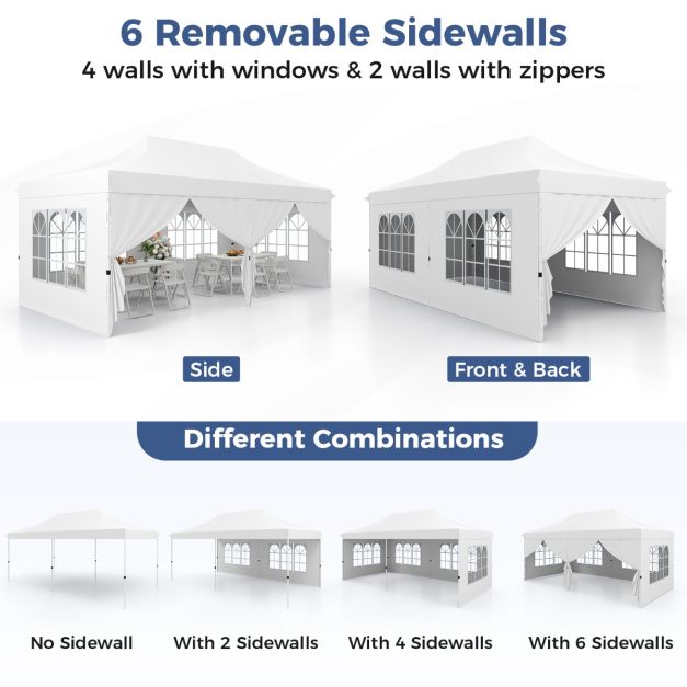 Coast Partytent - Paviljoen - Pop-up - Opvouwbaar - Met Zijwanden - Waterdicht - Met Draagtas - 300 x 600 cm – Wit