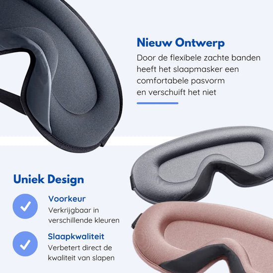 Hilvard - Slaapmasker - Oogmasker - Inclusief Slaap oordopjes - 100% Verduisterend - Verstelbaar - Ergonomisch - Zwart
