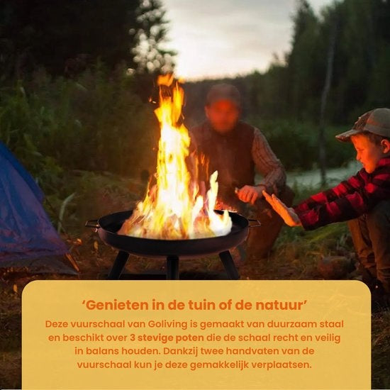 Goliving Vuurschaal Voor Buiten - Vuurkorf - Tuinhaard - Sfeerhaard - Terrasverwarmer - Staal - Ø 60cm