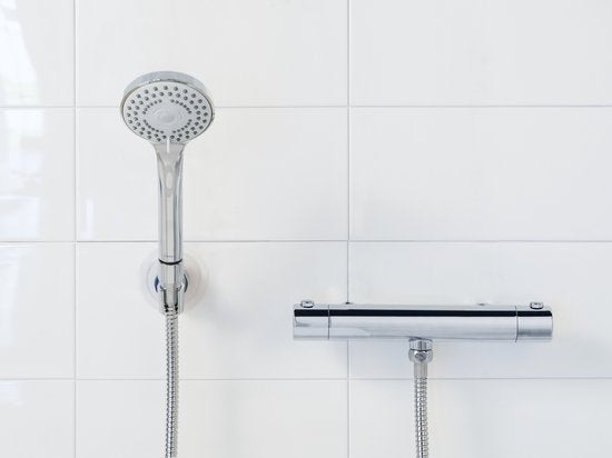 WENKO Handdouche set Basic 9,5cm - 5 straalsoorten - Chroom - Douchekop met slang