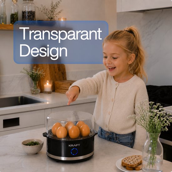 KRAFT Eierkoker Zwart - 7 Eieren - Elektrisch Eieren Koken