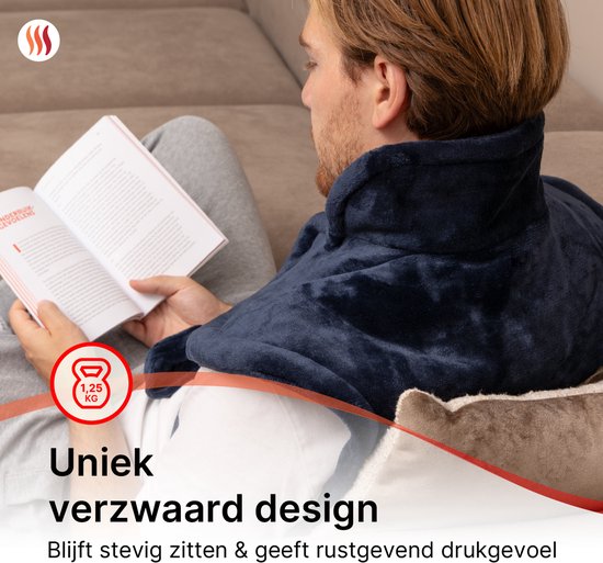 Seranova Verzwaard Elektrisch Warmtekussen voor Rug, Schouders en Nek - Heating Pad - Verwarmingskussen - 1.3KG - 100w - Blauw