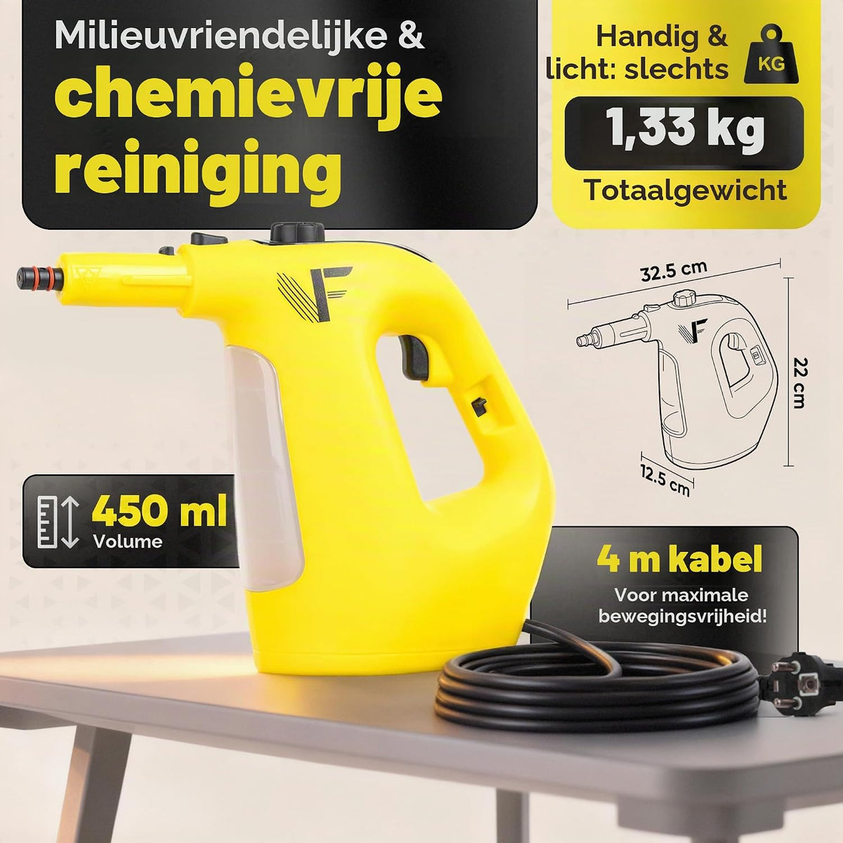 Neighbour's Friend Handstoomreiniger - 450 ml - 135 °C - Handbediend - Elektrisch met Snoer