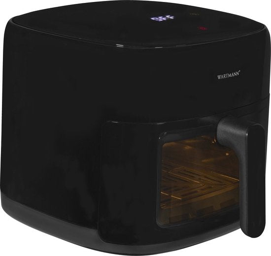 Wartmann Airfryer Compact - PFAS-vrije Heteluchtfriteuse Met Kijkvenster - 6 Liter - 10 Programma's - 1500 Watt - Zwart