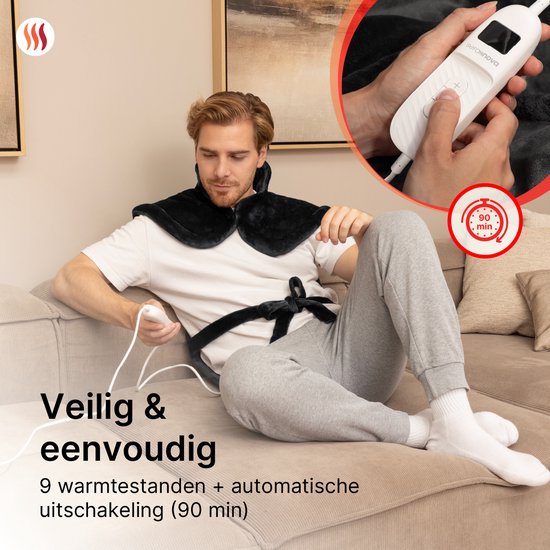 Seranova Verzwaard Elektrisch Warmtekussen voor Rug, Schouders en Nek - Heating Pad - Verwarmingskussen - 1.3KG - 100w - Grijs