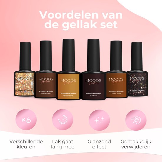 Moods Gellac 6-delige Set - Gellak Starterspakket - Gel Nagellak - 8ML - Woodland Wonders - Gellac - Nagels - Chique Kleuren