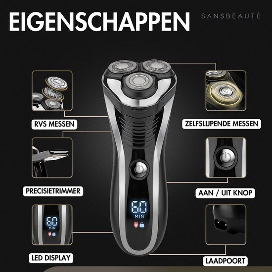 2-in-1 Scheerapparaat Mannen met Trimmer S1111 + 2 Extra Scheerkoppen - Sansbeauté® - Nat & Droog – Precisietrimmer - Elektrisch - Electric Shaver - Waterproof