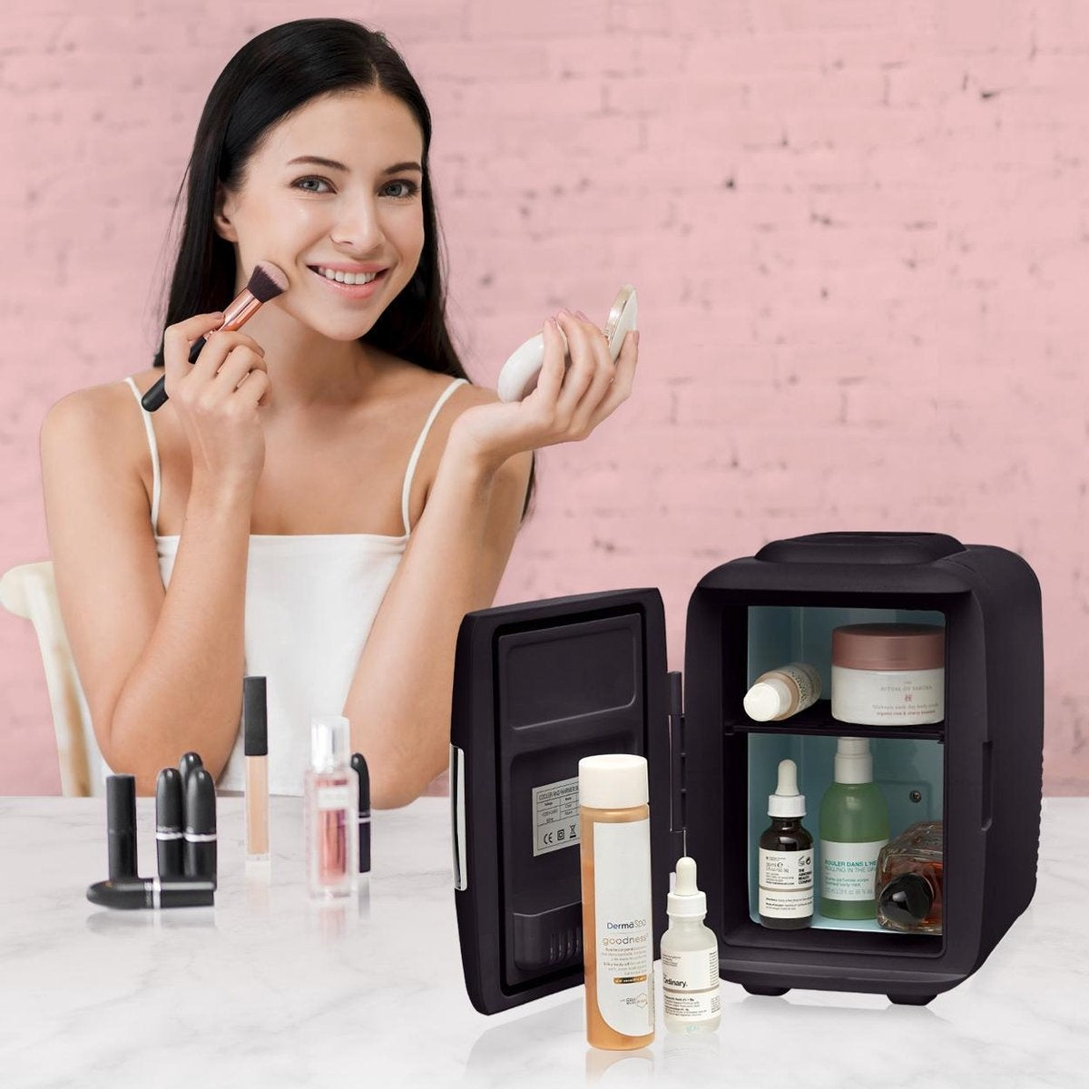 LifeGoods Mini Koelkast - 4L - Skincare - VerwarmenKoelen - Zwart