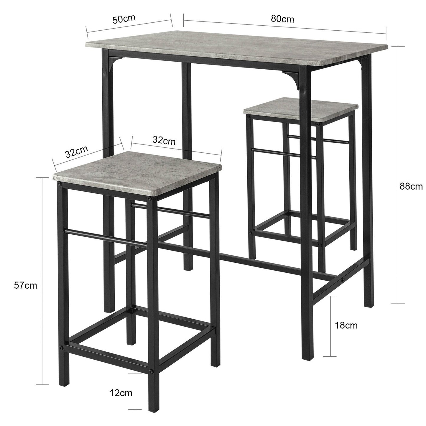 SoBuy Bistrotafel - Modern - 1 tafel + 2 Krukken