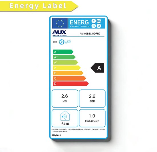 AUX 3-in-1 mobiele airconditioner 9000 BTU (Tot 36m2) , energieklasse A, wifi & afstandsbediening, 4 standen, zelfdemping, koelmiddel R290, wasbaar filter, inclusief raambeugel