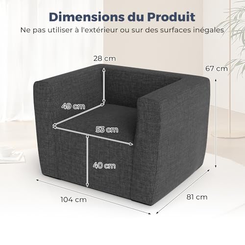 Coast Opblaasbare Fauteuil - Afneembare Hoes - Grijs - 81x104x67 cm